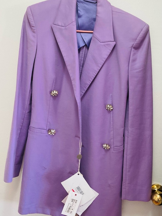 Jackets & Blazers - Purple Double-Breasted Women's Blazer Jacket